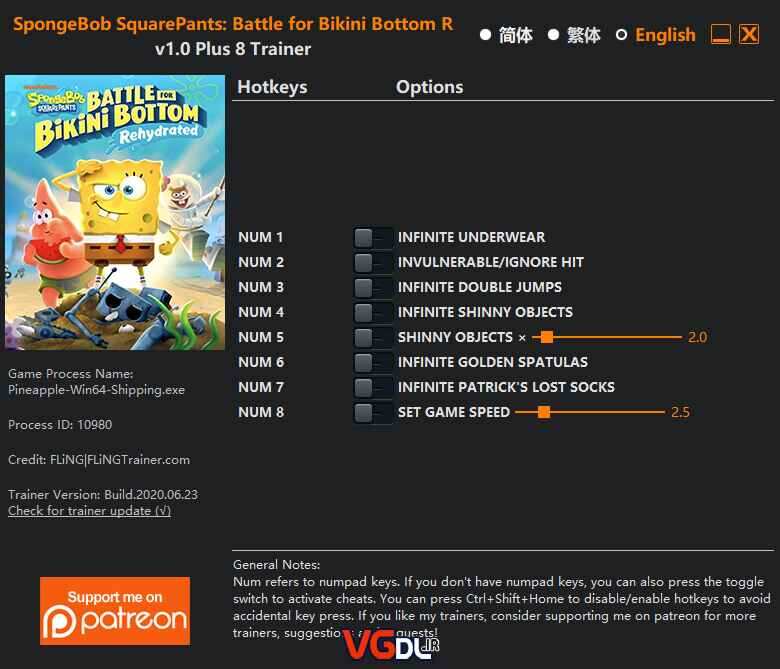 SpongeBob SquarePants: Battle for Bikini Bottom – Rehydrated Trainer